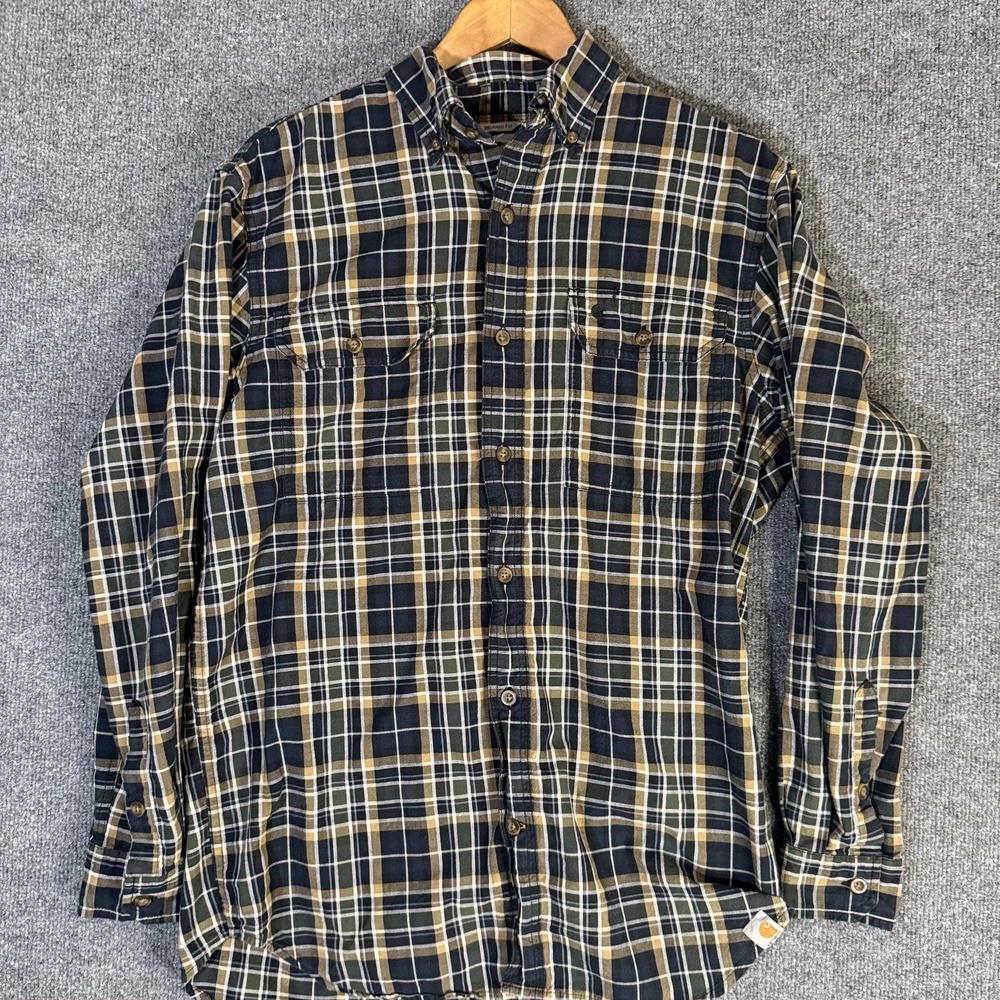 Carhartt Shirt Mens Medium Flannel Plaid Long Sleeve Relaxed Fit